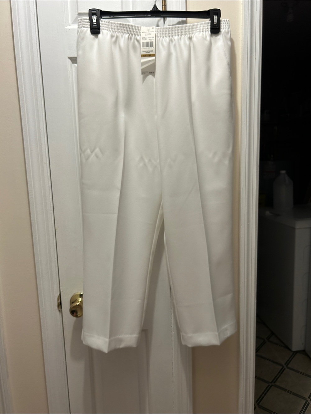 Alfred White Cropped Pull-On Dress Pants